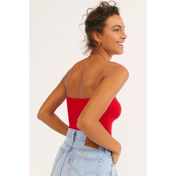 NWT Free People Show Me Solid Red Tube Top - Picture 2 of 6